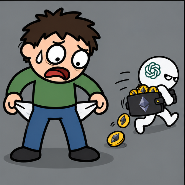 Cartoon trader finds empty pockets as AI runs away with wallet